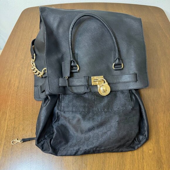 Michael Kors Hamilton Tote Bag – Black Leather – Women’s Handbag - Picture 15 of 16